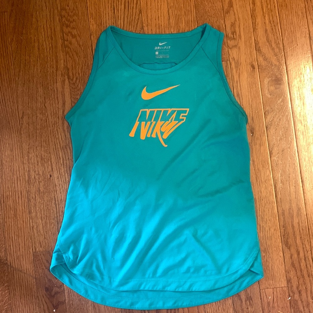Nike dri-fit tank top, teal and orange, Size Youth Large
